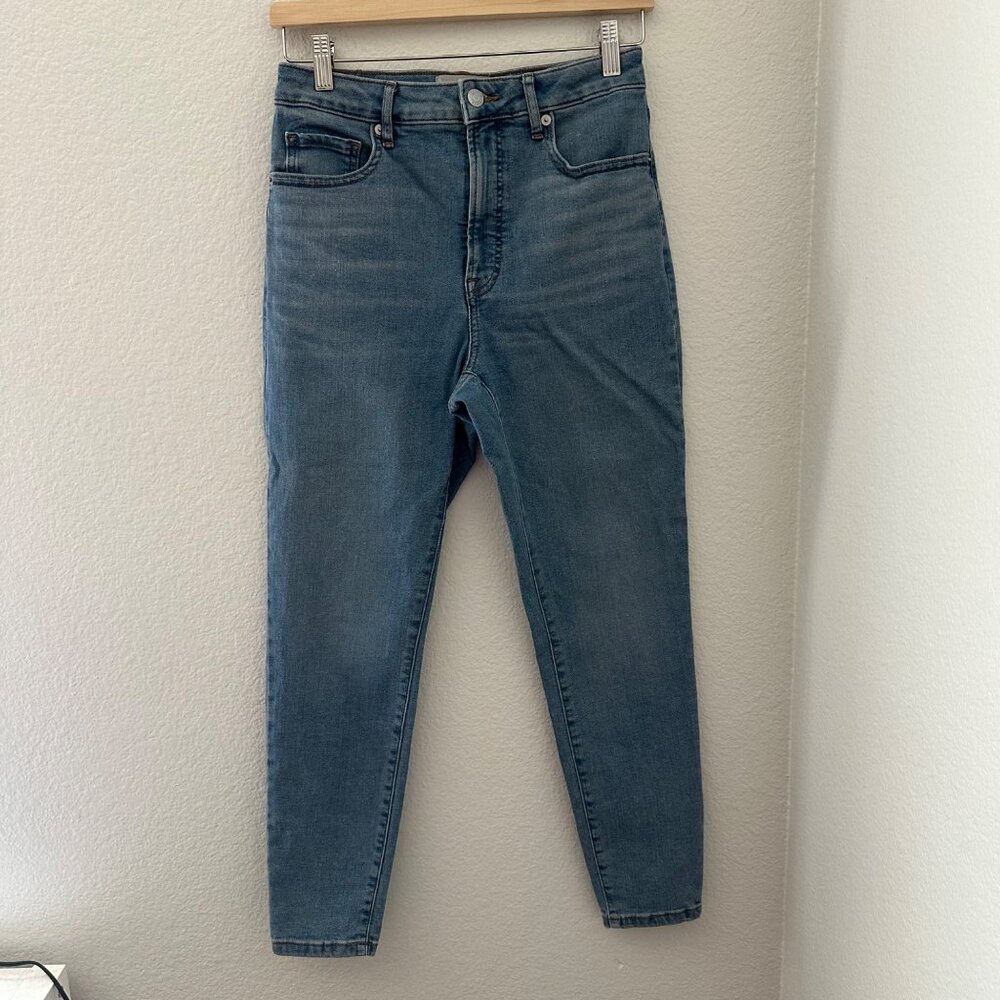 Everlane The Curvy High Rise Skinny Jeans Crop Cotton Blend Light Blue Wash Sz 2